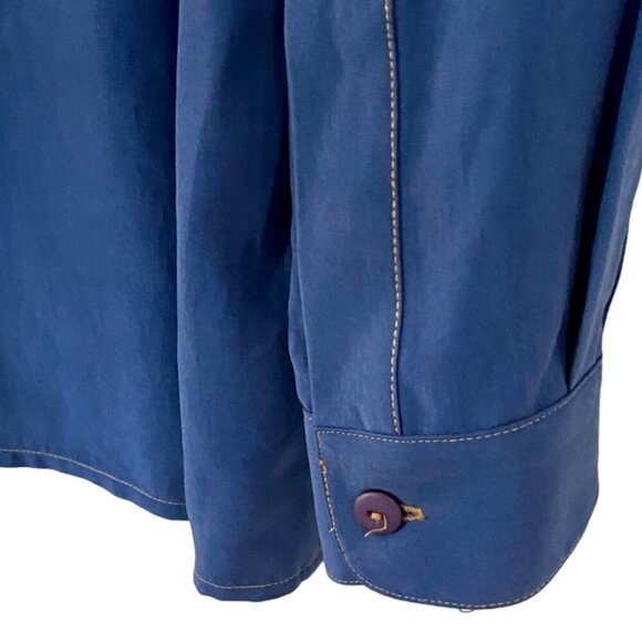Alex New York Silk Blue Long Sleeve Button Up Shirt Women's Size 16 - Picture 6 of 8